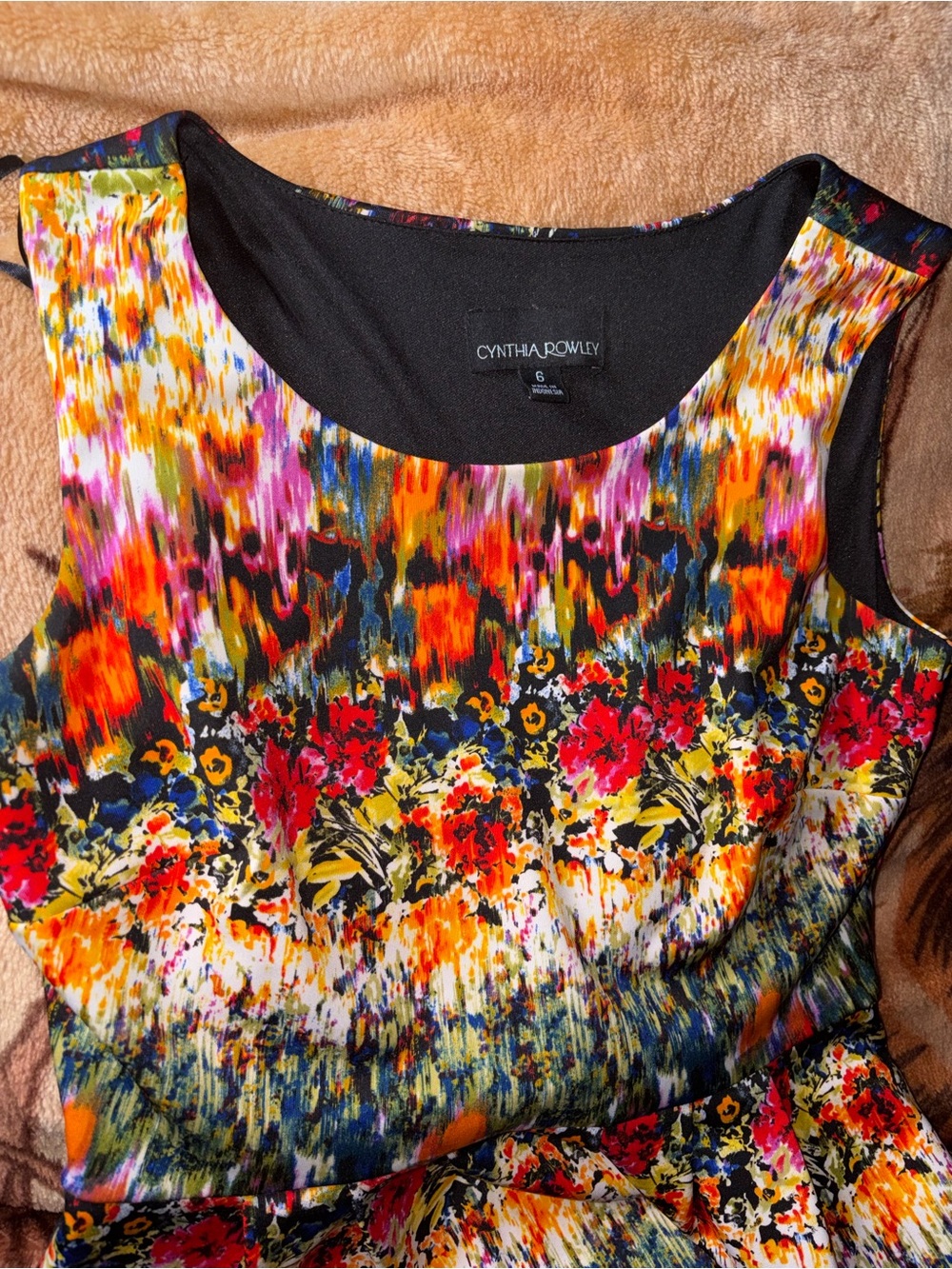 Cynthia Rowley Multicolor Watercolor Floral Fit & Flare Skater Dress size 6 - Picture 2 of 6